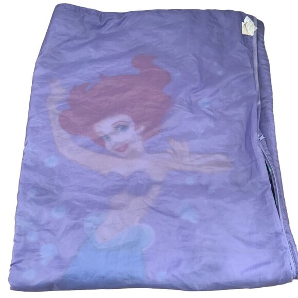 Disney Little Mermaid Ariel Fleece Blanket Zip Up Sleeping Bag 58” X 24” Purple - Picture 10 of 11